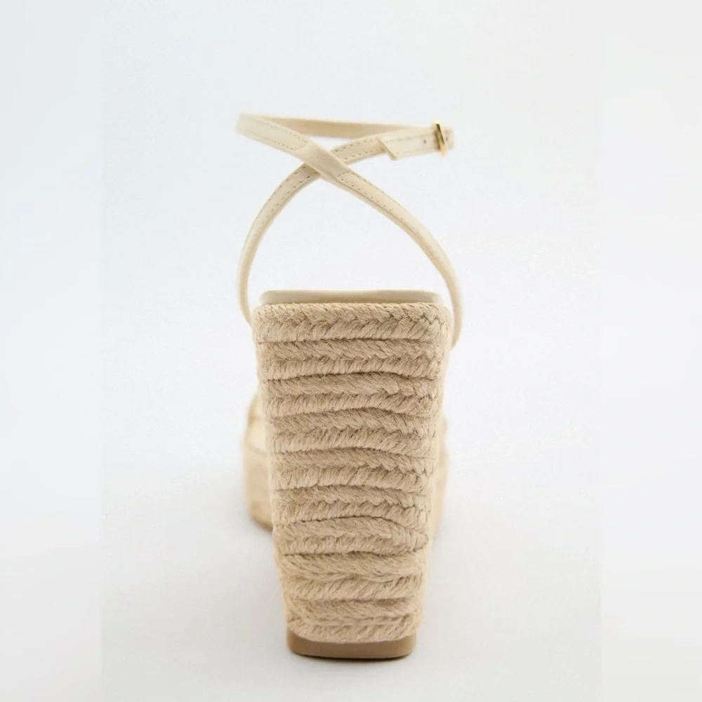 NWT Zara Leather Wedge Sandals - Picture 5 of 5